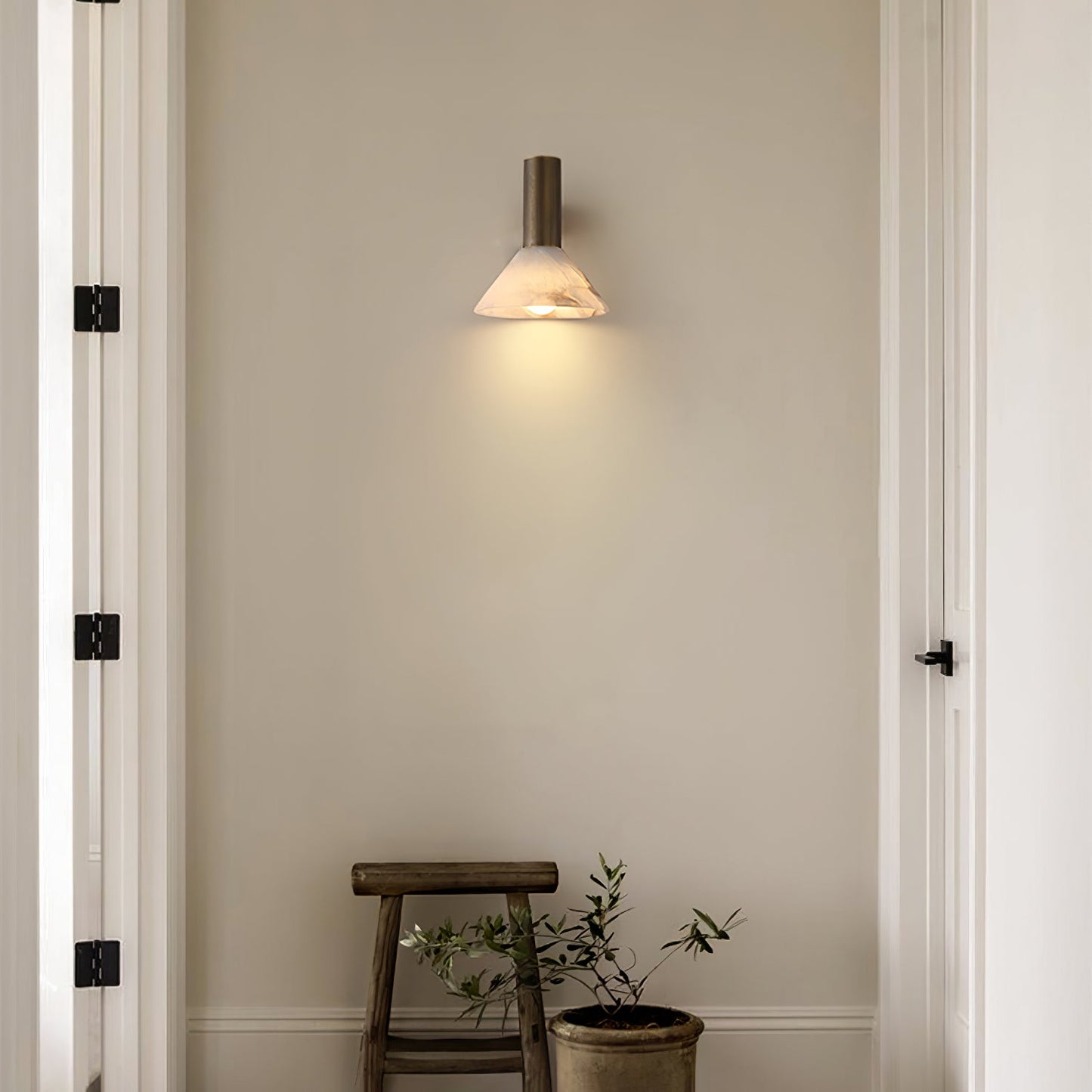 Torres Wall Sconce | Handmade Brass & Alabaster | Antique Bronze & White