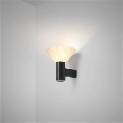 Torres Wall Sconce | Handmade Brass & Alabaster | Antique Bronze & White