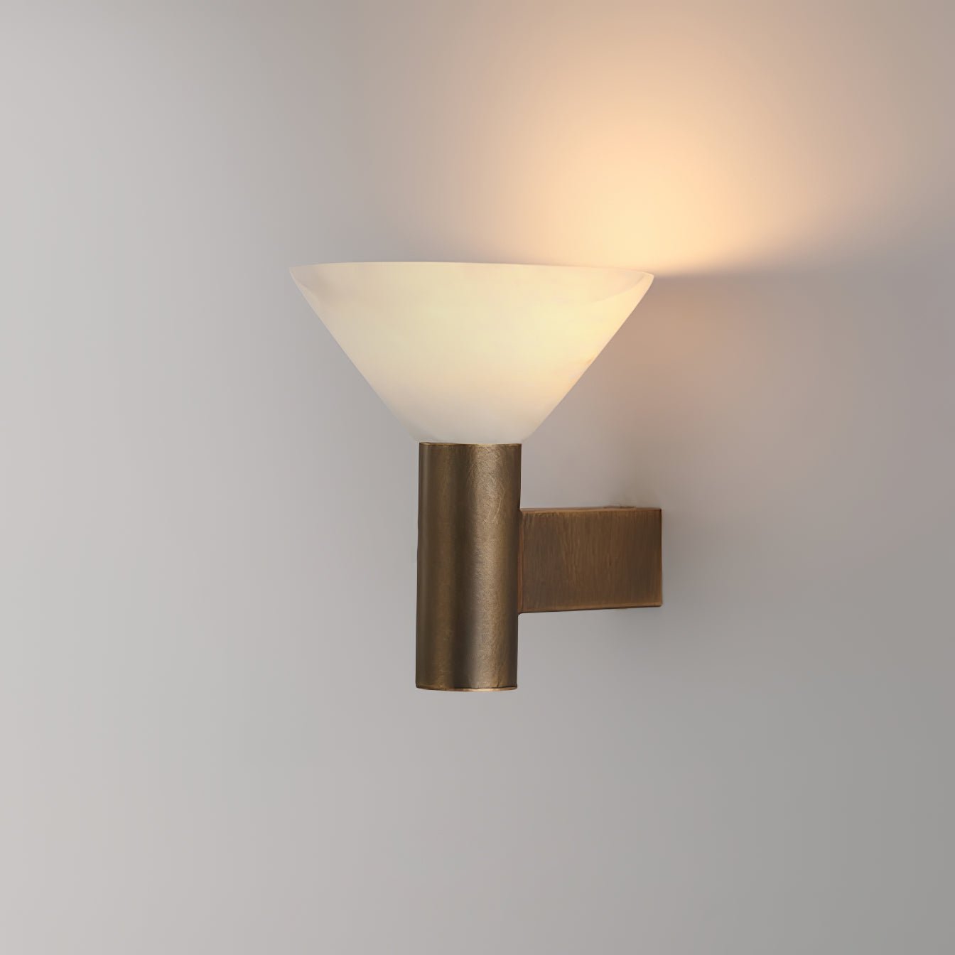 Torres Wall Sconce | Handmade Brass & Alabaster | Antique Bronze & White
