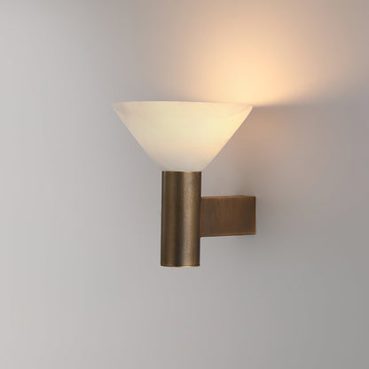Torres Wall Sconce | Handmade Brass & Alabaster | Antique Bronze & White