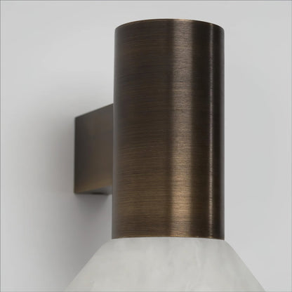 Torres Wall Sconce | Handmade Brass & Alabaster | Antique Bronze & White