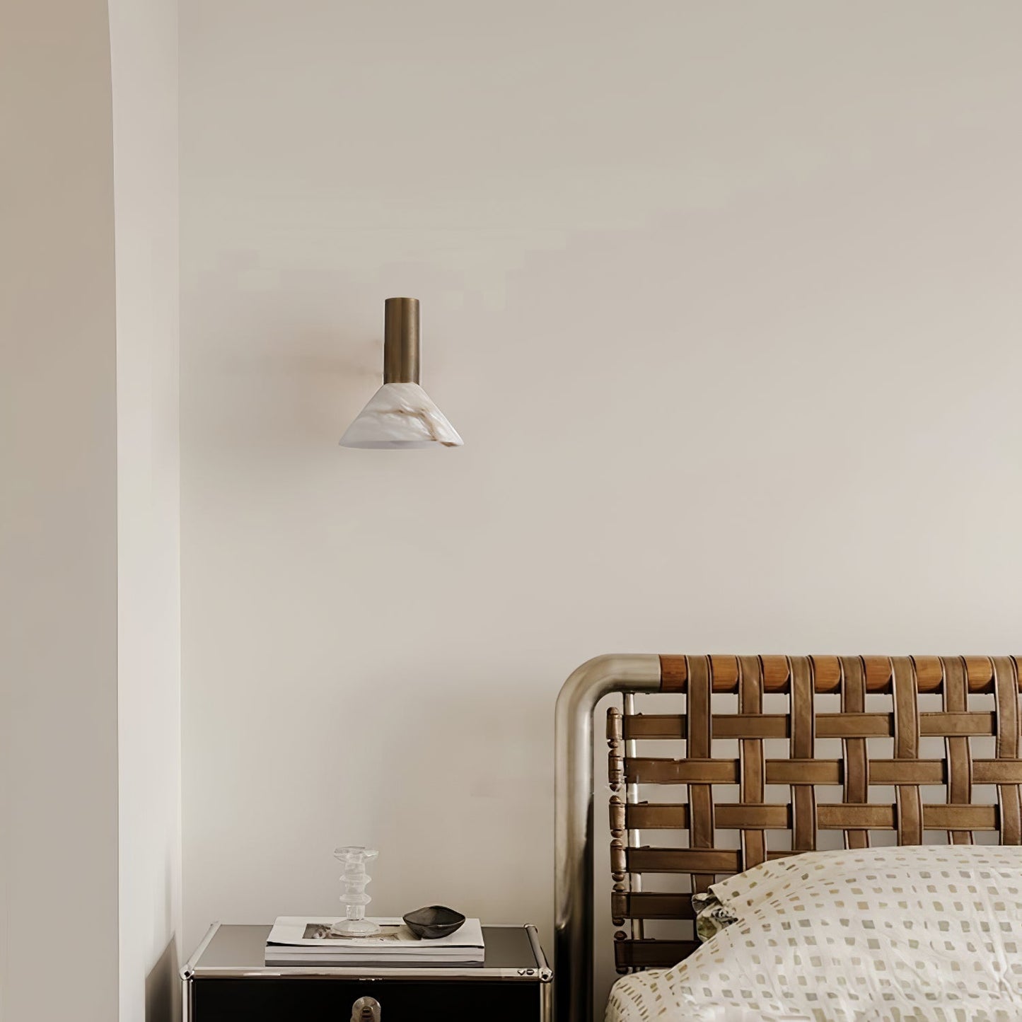Torres Wall Sconce | Handmade Brass & Alabaster | Antique Bronze & White