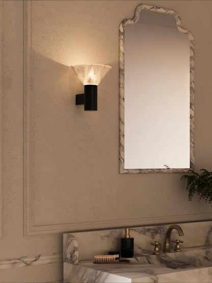 Torres Wall Sconce | Handmade Brass & Alabaster | Antique Bronze & White