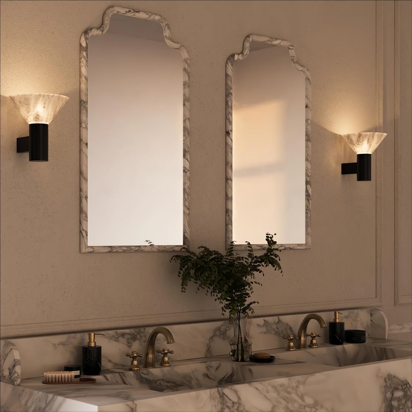 Torres Wall Sconce | Handmade Brass & Alabaster | Antique Bronze & White