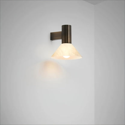 Torres Wall Sconce | Handmade Brass & Alabaster | Antique Bronze & White