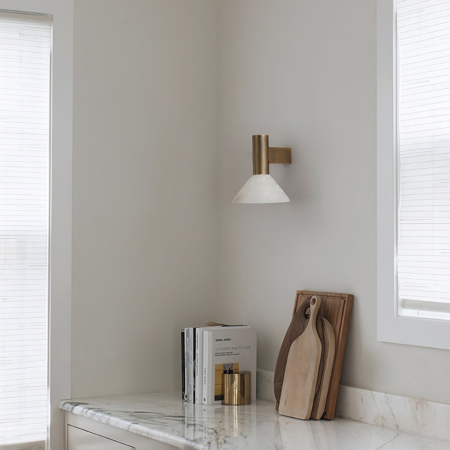 Torres Wall Sconce | Handmade Brass & Alabaster | Antique Bronze & White