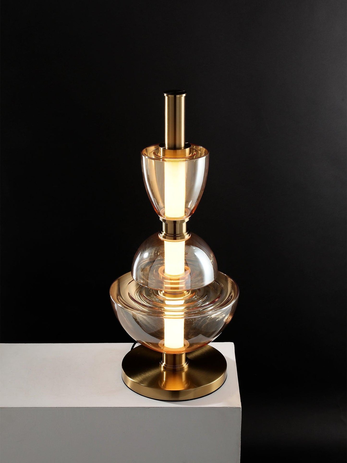 Symbol Table Lamp | Aluminium & Glass | Black & Gold