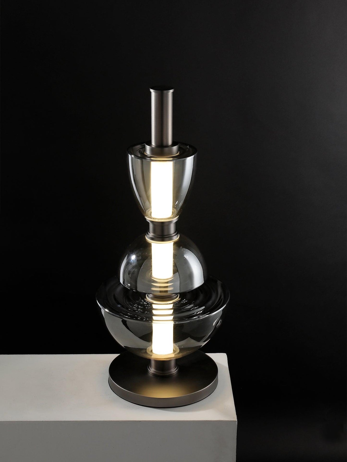 Symbol Table Lamp | Aluminium & Glass | Black & Gold