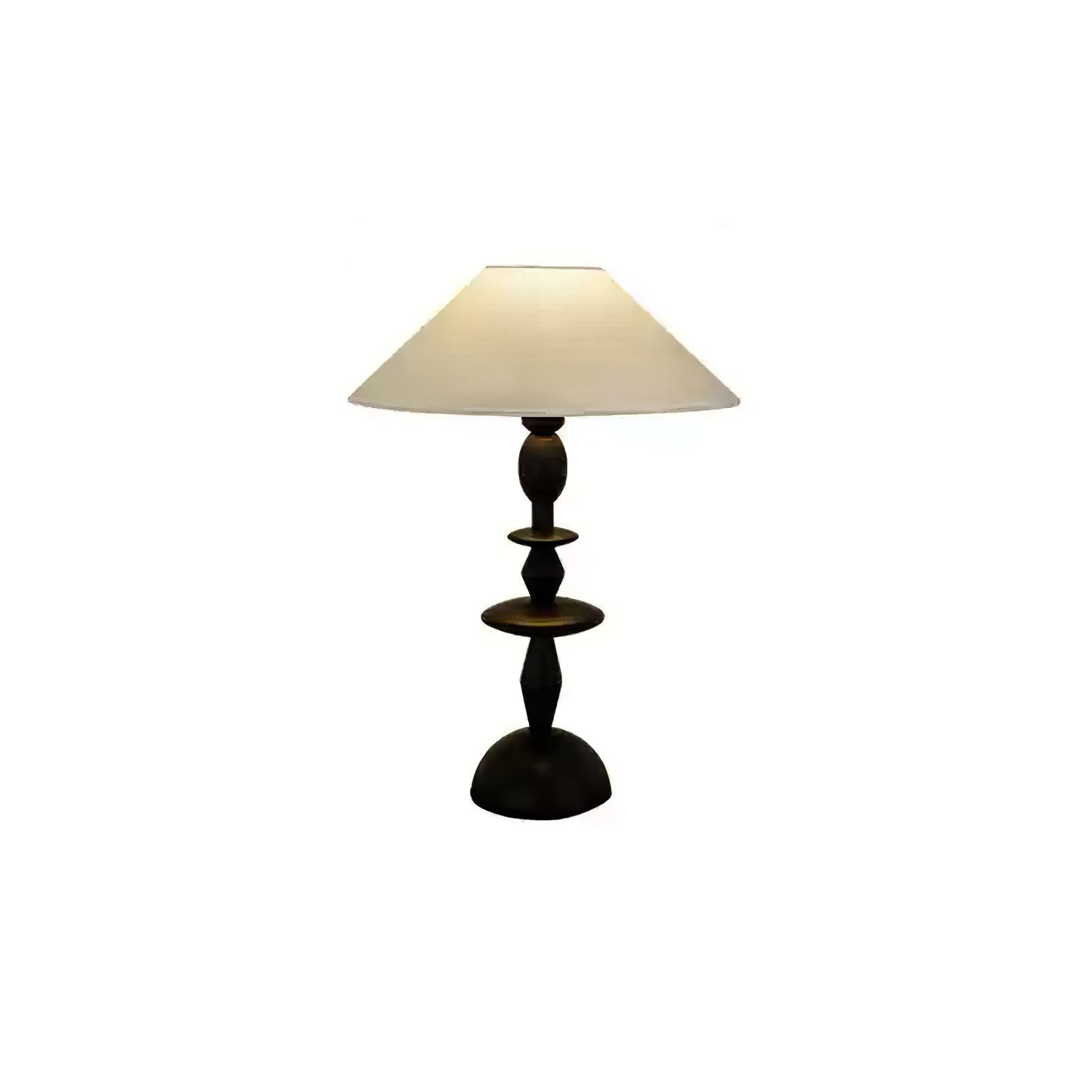 Wood Table Lamp | Handcrafted Oak with Linen Shade | Walnut Color