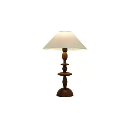 Wood Table Lamp | Handcrafted Oak with Linen Shade | Walnut Color