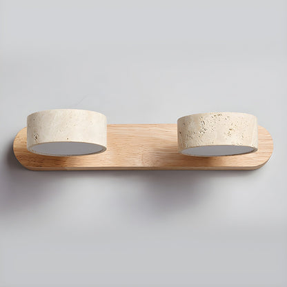 Travertine Wall Light | Yellow Travertine & Wood | 2-Lights