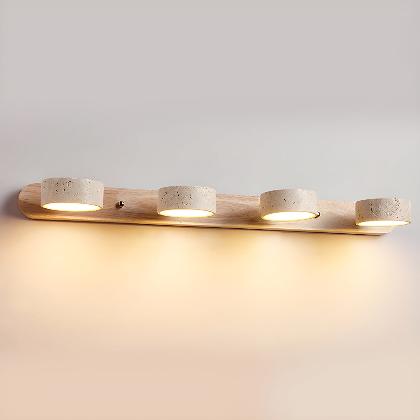 Travertine Wall Light | Yellow Travertine & Wood | 2-Lights