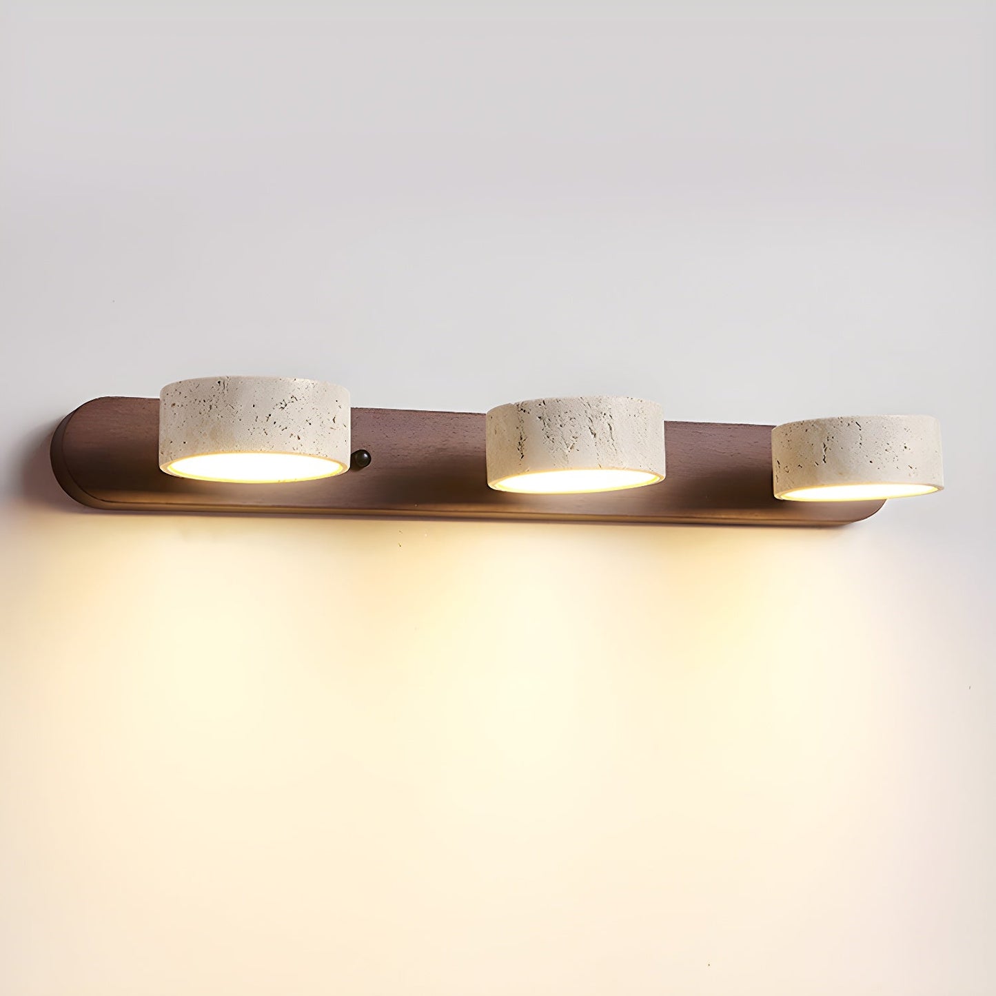 Travertine Wall Light | Yellow Travertine & Wood | 2-Lights