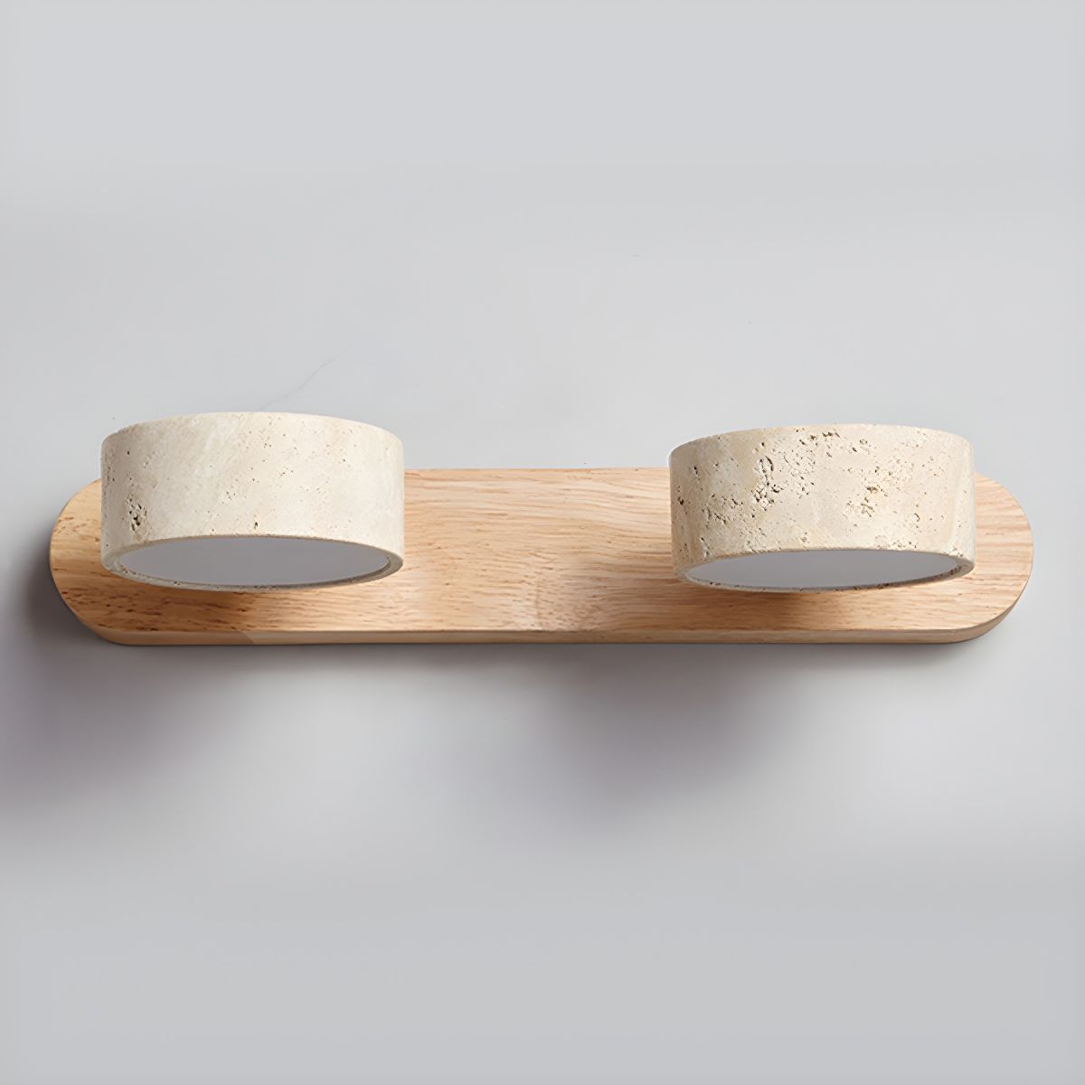 Travertine Wall Light | Yellow Travertine & Wood | 2-Lights