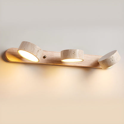 Travertine Wall Light | Yellow Travertine & Wood | 2-Lights