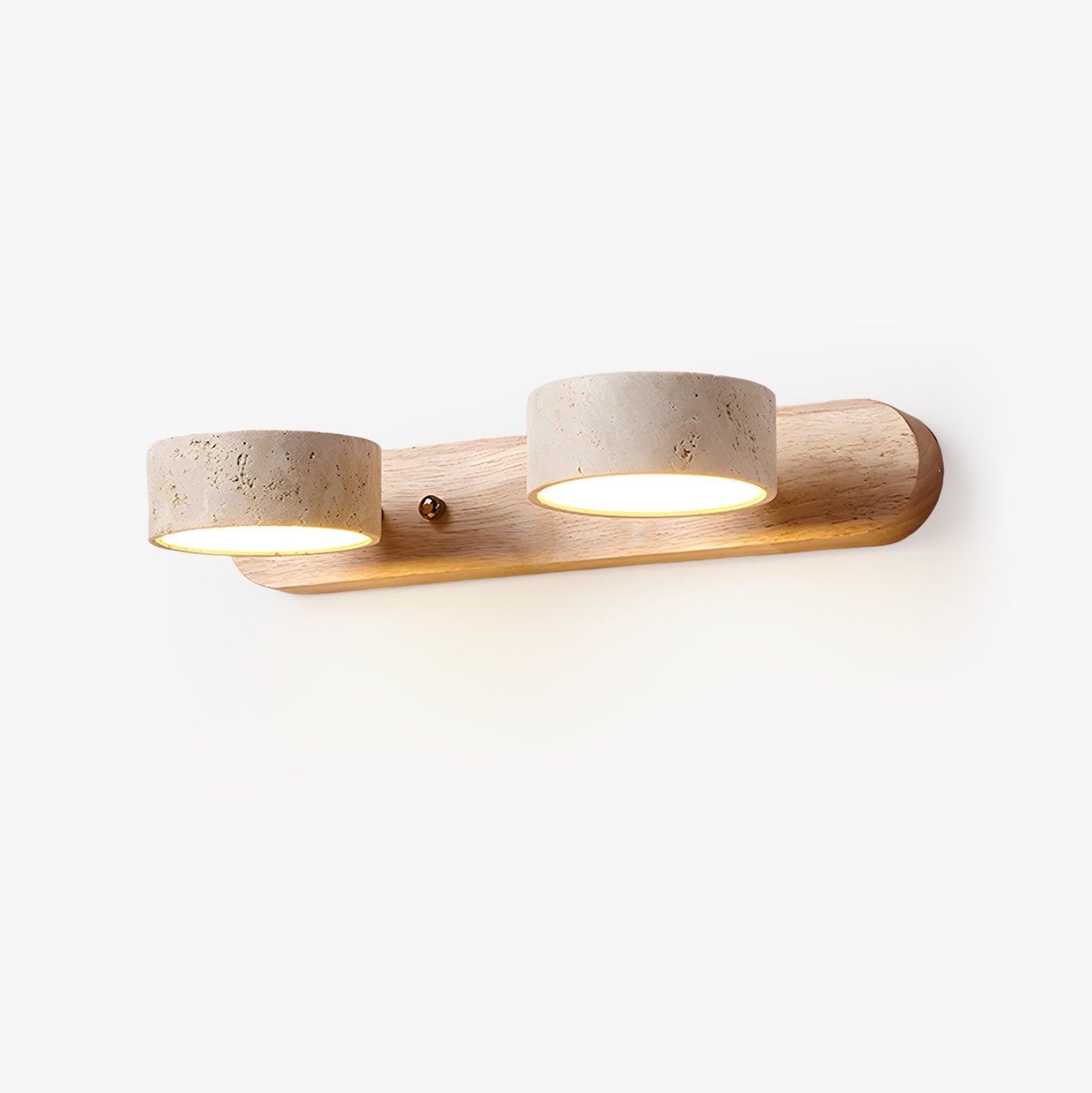 Travertine Wall Light | Yellow Travertine & Wood | 2-Lights