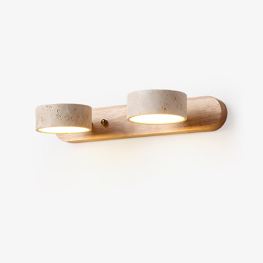 Travertine Wall Light | Yellow Travertine & Wood | 2-Lights