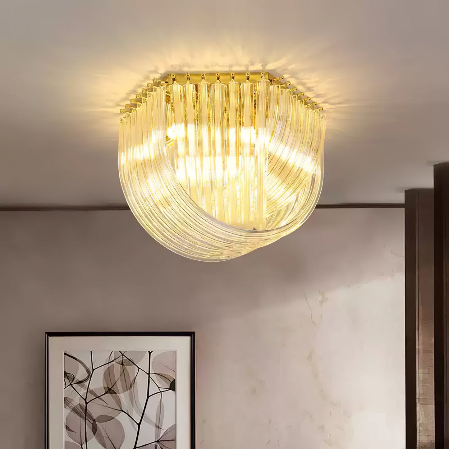 Trevi Murano Ceiling Lamp | Gold Finish & Sculptural Glass | 50cm, 65cm, 80cm Sizes