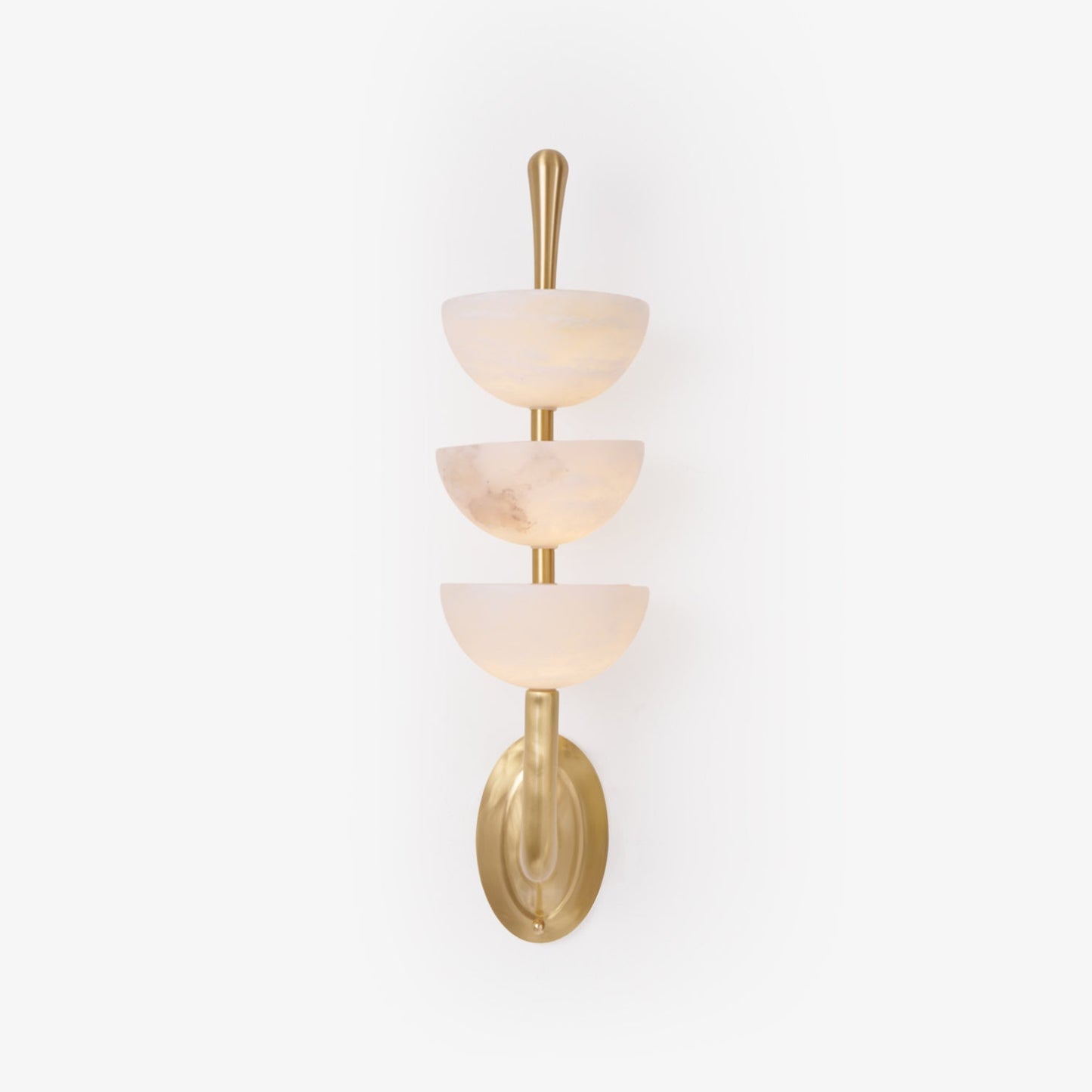 Alabaster Wall Sconce | Brass Frame & Alabaster Shades | Set of 2