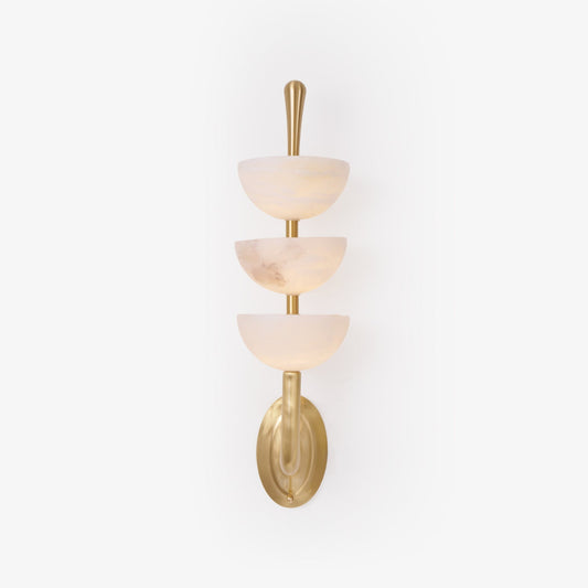 Alabaster Wall Sconce | Brass Frame & Alabaster Shades | Set of 2