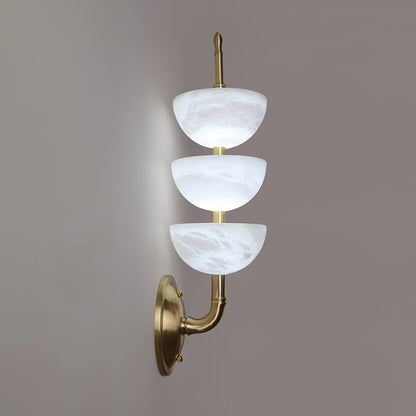 Alabaster Wall Sconce | Brass Frame & Alabaster Shades | Set of 2