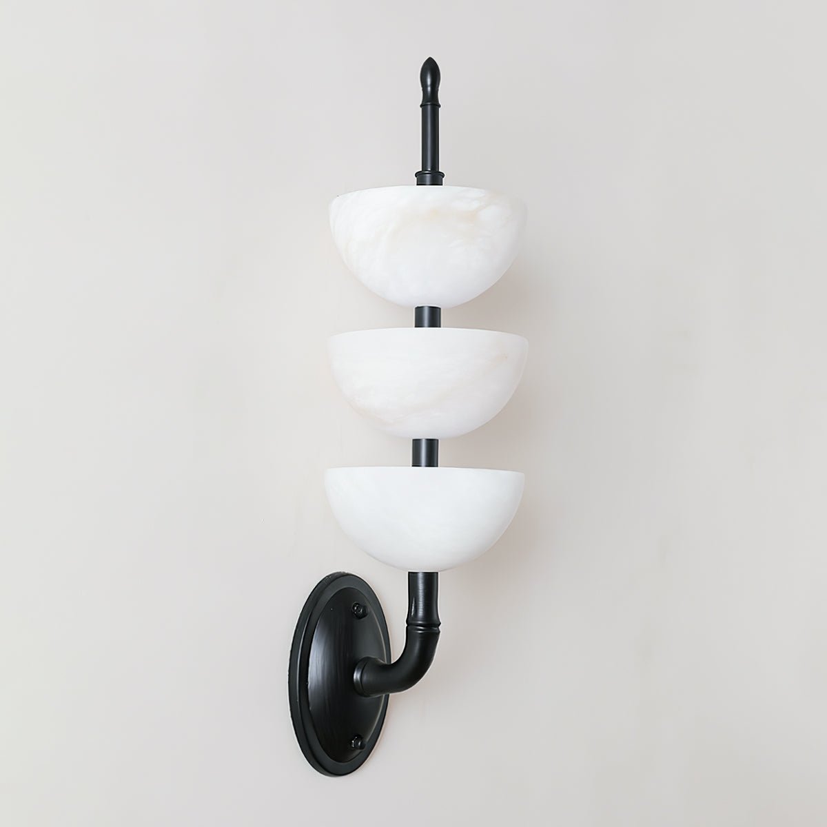 Alabaster Wall Sconce | Brass Frame & Alabaster Shades | Set of 2