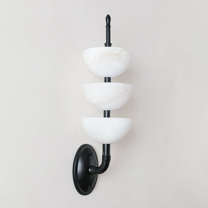 Alabaster Wall Sconce | Brass Frame & Alabaster Shades | Set of 2