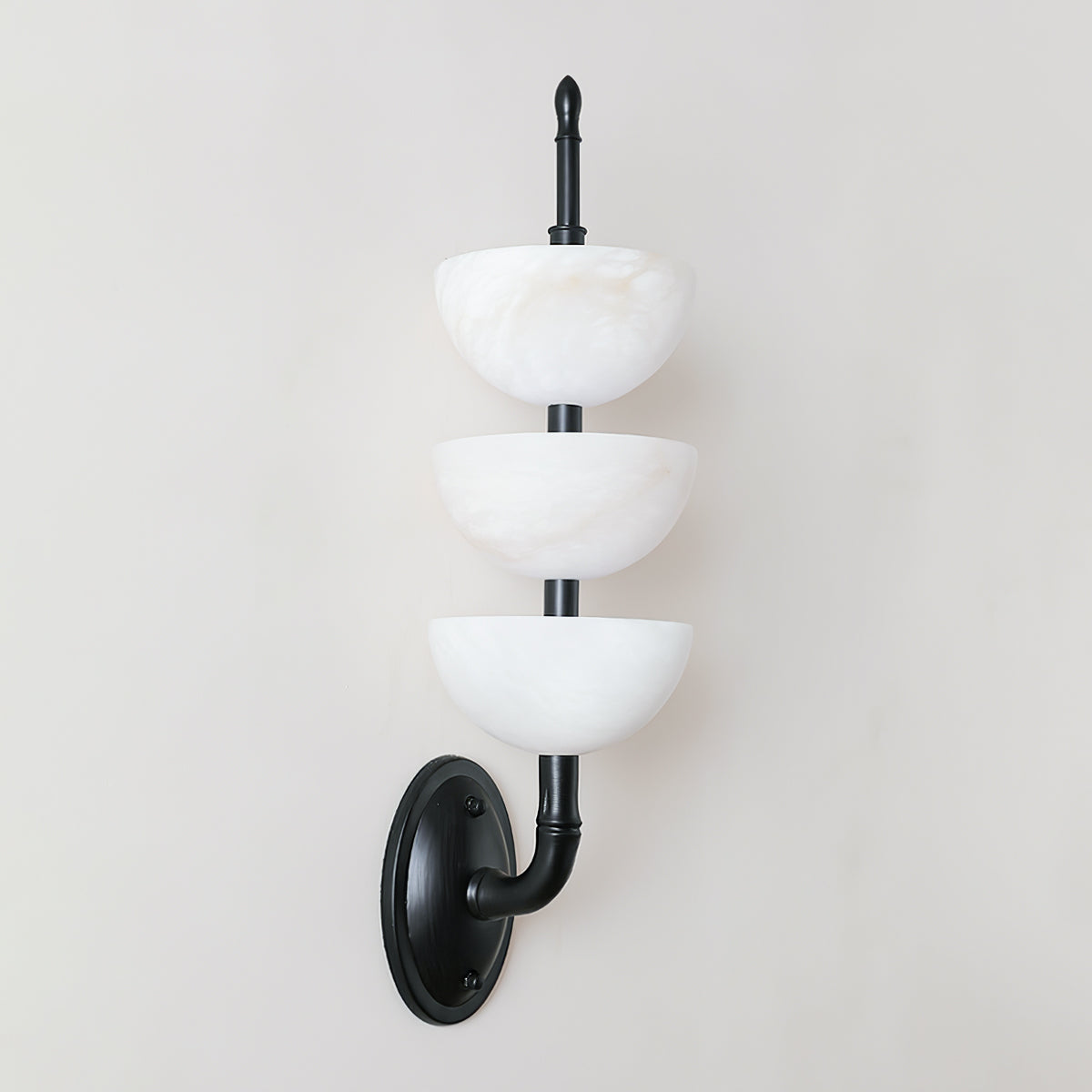 Alabaster Wall Sconce | Brass Frame & Alabaster Shades | Set of 2