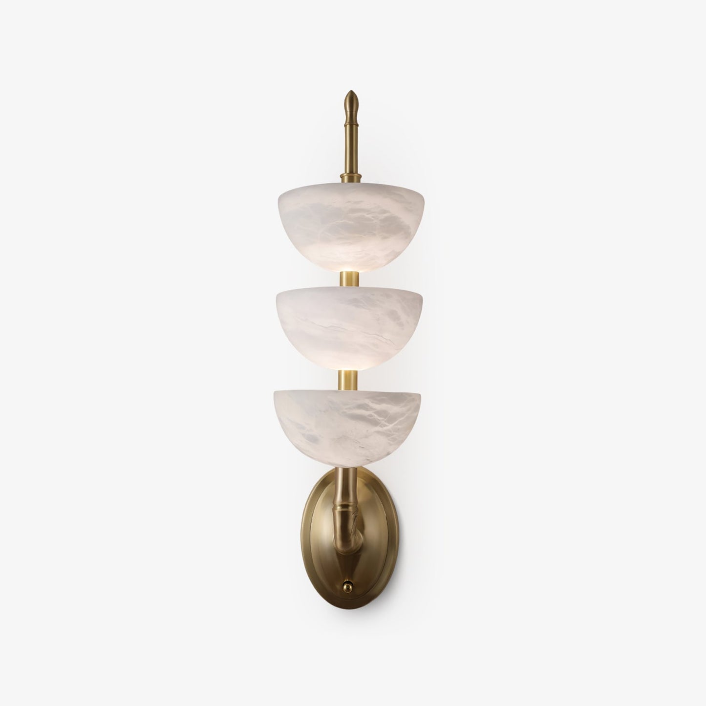 Alabaster Wall Sconce | Brass Frame & Alabaster Shades | Set of 2