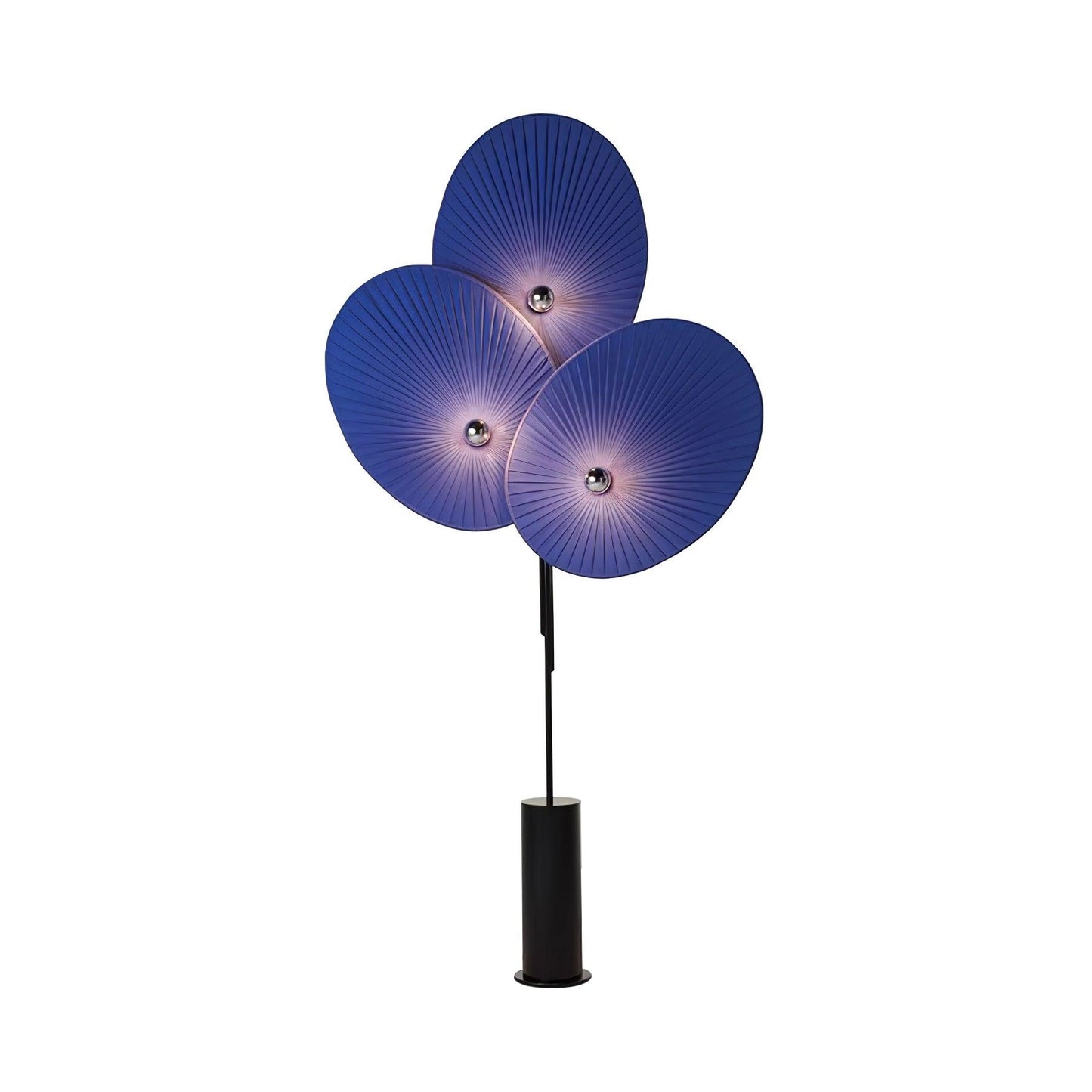 Floral Floor Lamp | Metal & Fabric | Black Frame, Red/Blue/White Shades