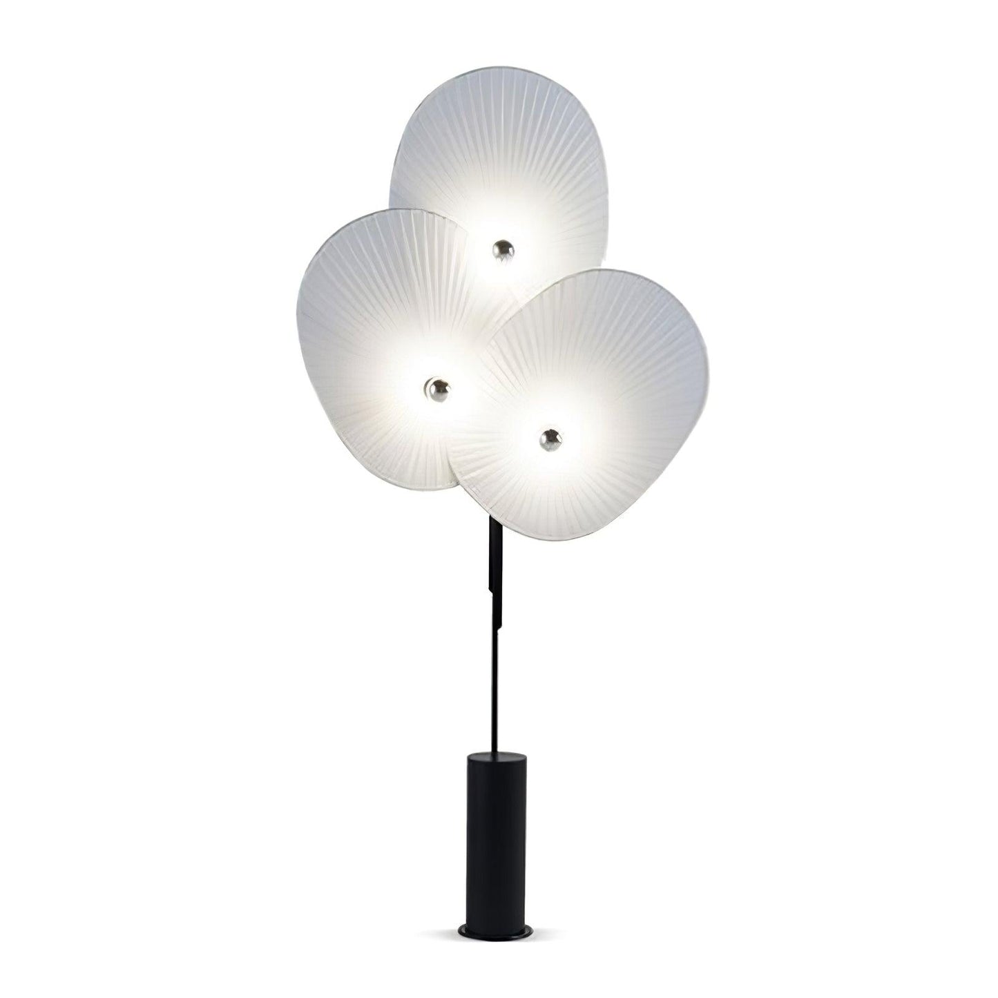 Floral Floor Lamp | Metal & Fabric | Black Frame, Red/Blue/White Shades