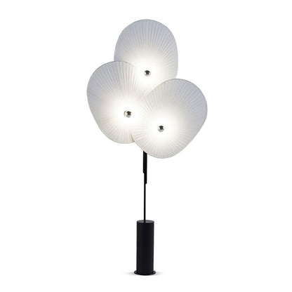 Floral Floor Lamp | Metal & Fabric | Black Frame, Red/Blue/White Shades