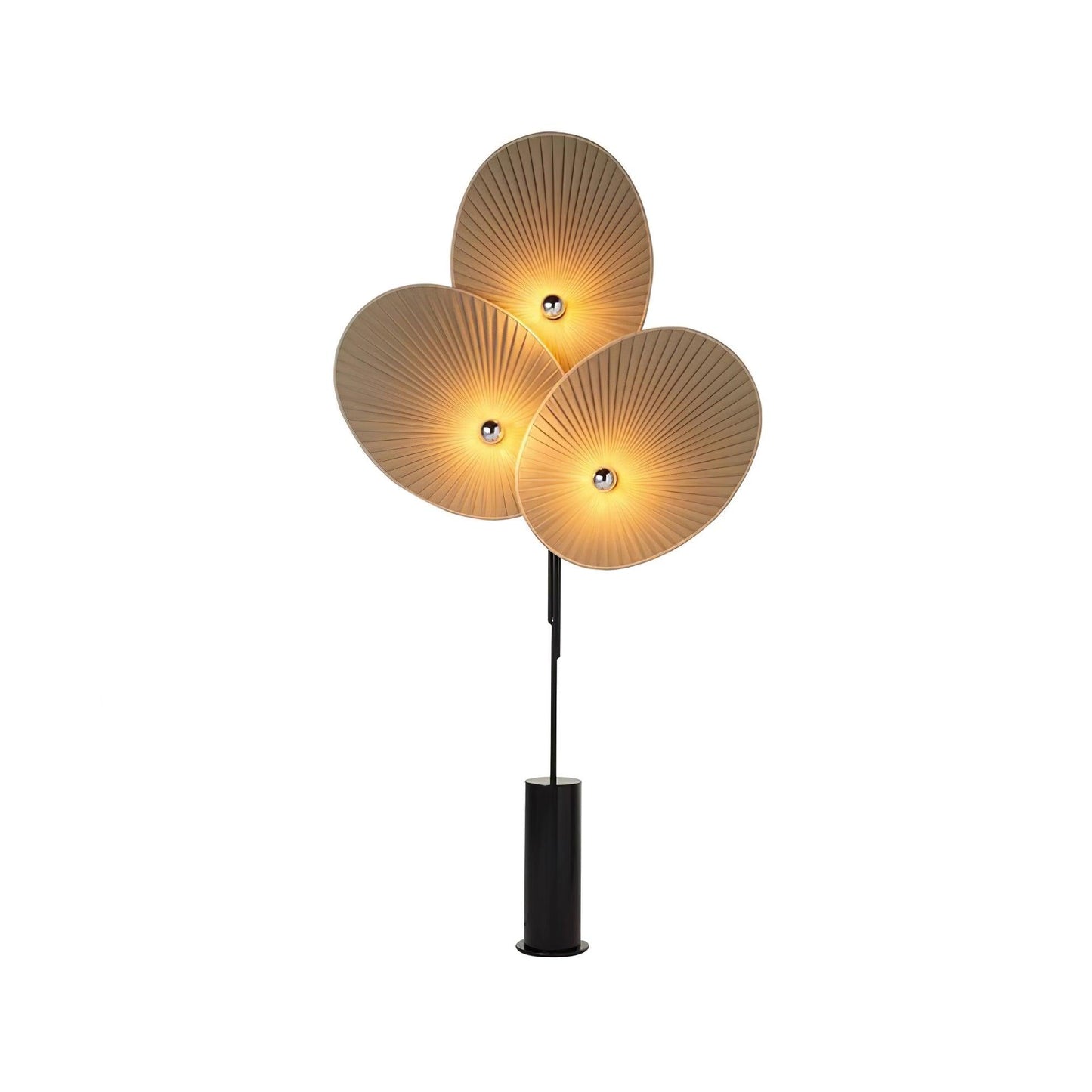 Floral Floor Lamp | Metal & Fabric | Black Frame, Red/Blue/White Shades