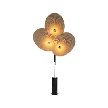 Floral Floor Lamp | Metal & Fabric | Black Frame, Red/Blue/White Shades