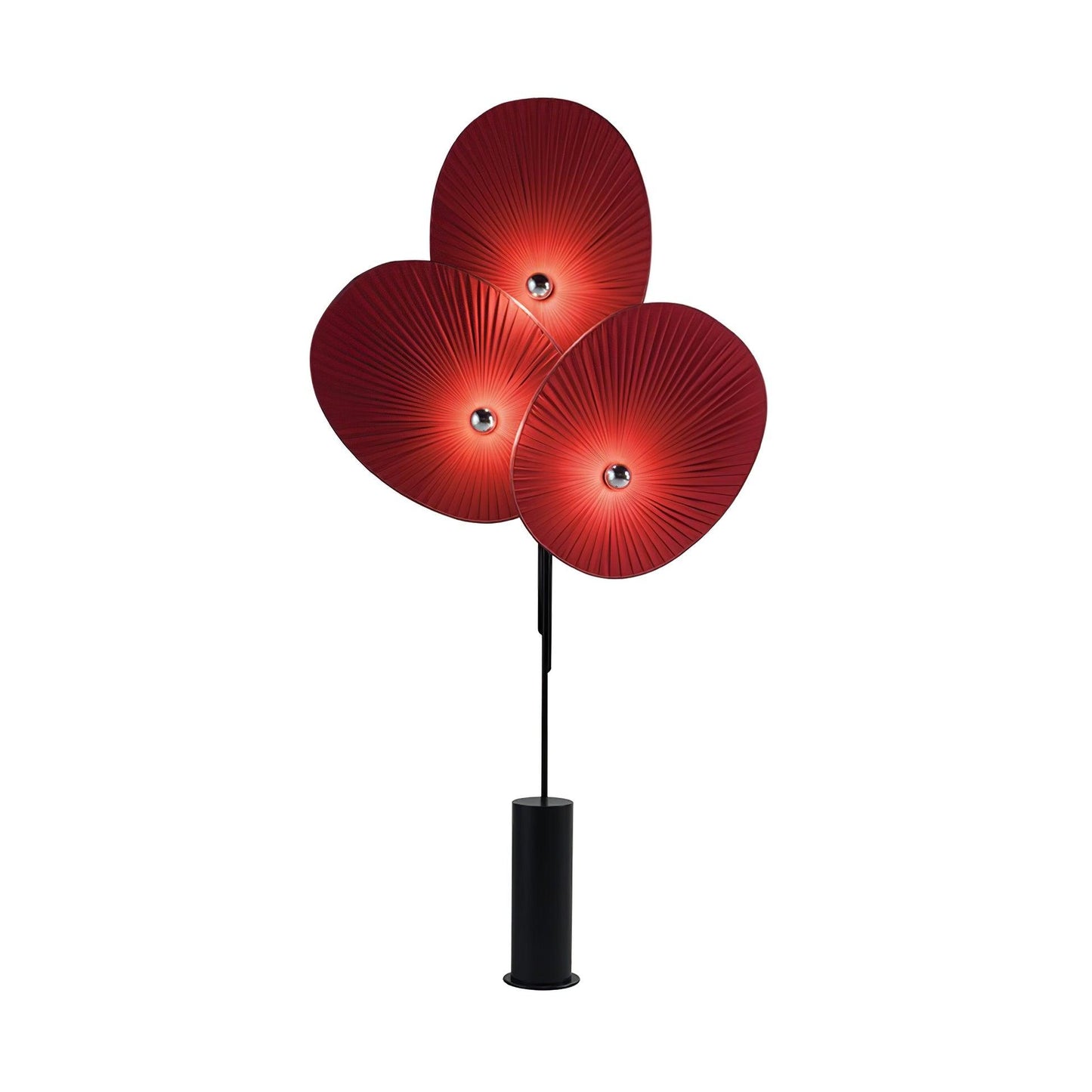 Floral Floor Lamp | Metal & Fabric | Black Frame, Red/Blue/White Shades