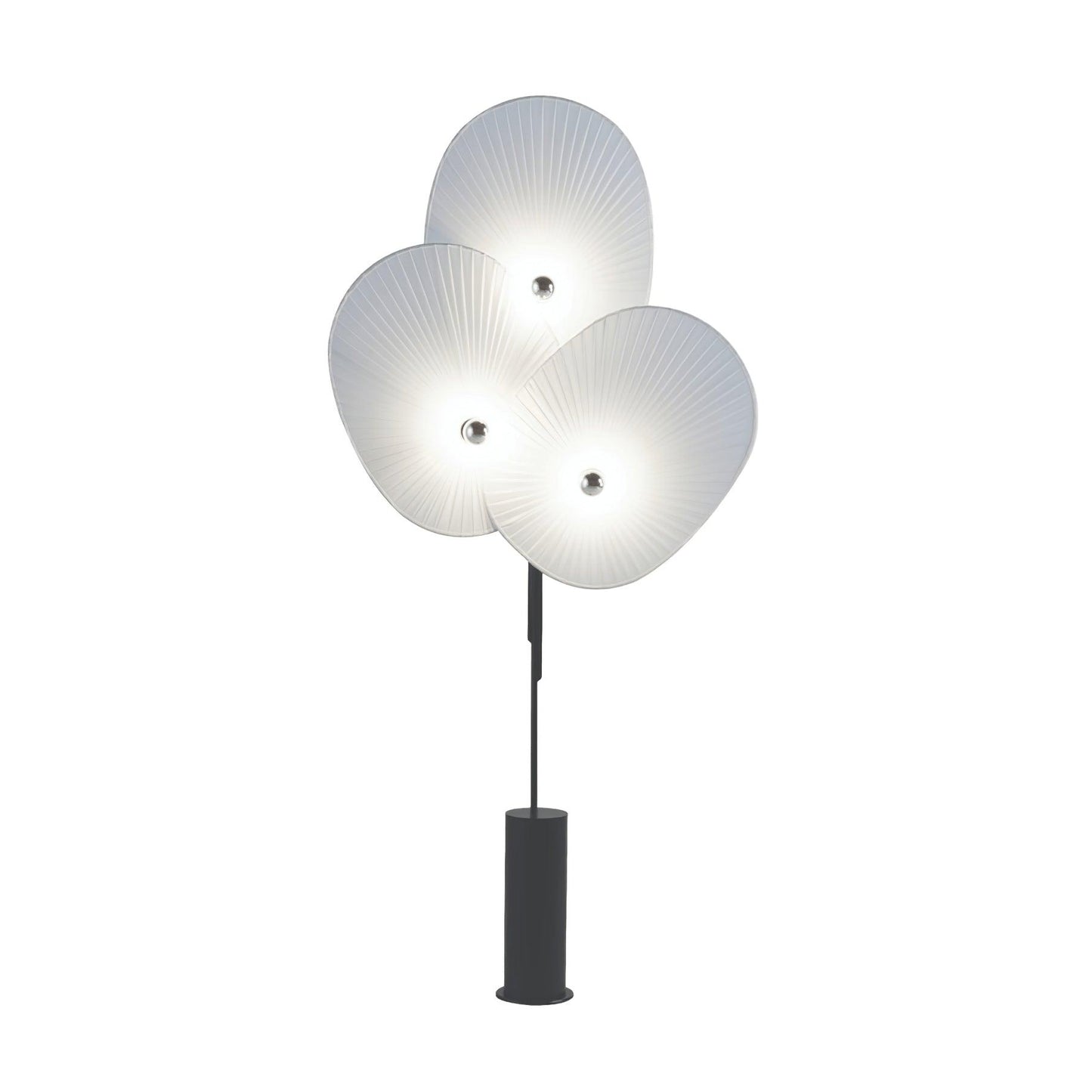 Floral Floor Lamp | Metal & Fabric | Black Frame, Red/Blue/White Shades