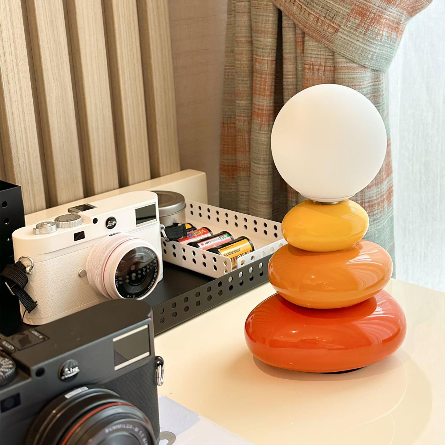 Triple Gourd Table Lamp | Glass & Ceramic | White, Grey, Blue, Red