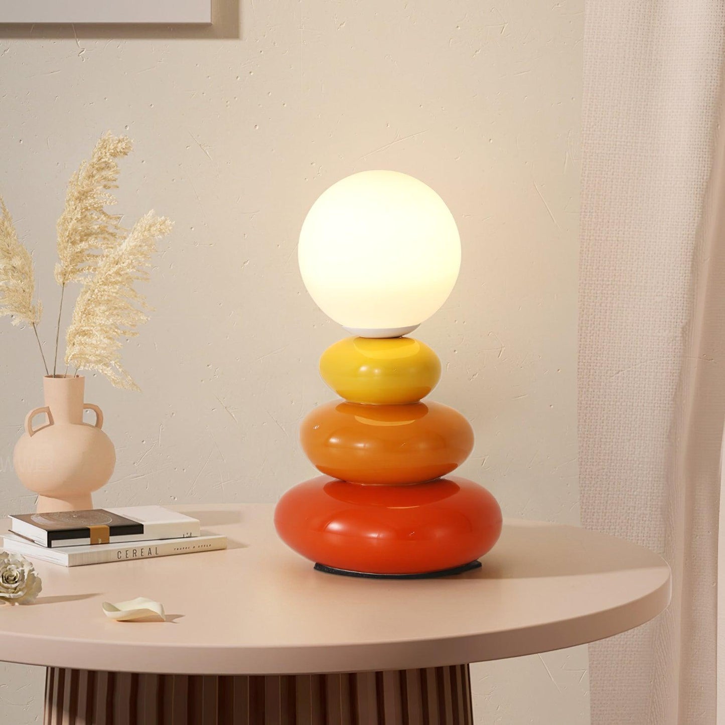 Triple Gourd Table Lamp | Glass & Ceramic | White, Grey, Blue, Red