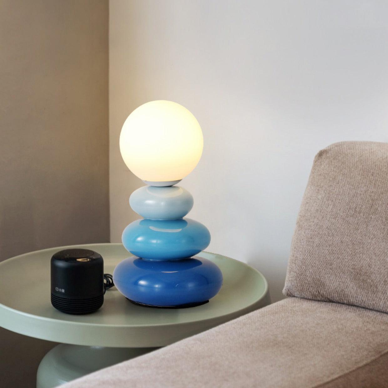 Triple Gourd Table Lamp | Glass & Ceramic | White, Grey, Blue, Red