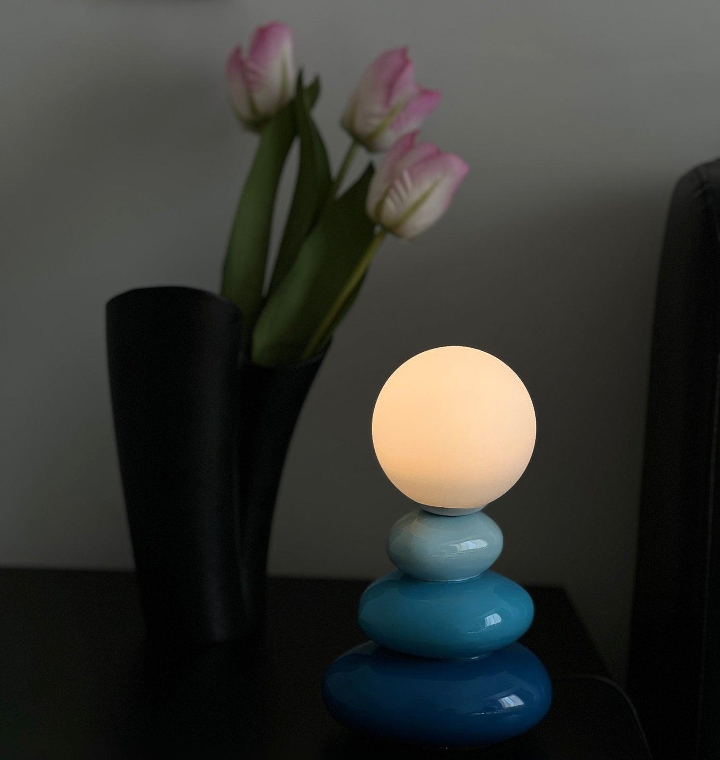 Triple Gourd Table Lamp | Glass & Ceramic | White, Grey, Blue, Red