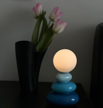 Triple Gourd Table Lamp | Glass & Ceramic | White, Grey, Blue, Red