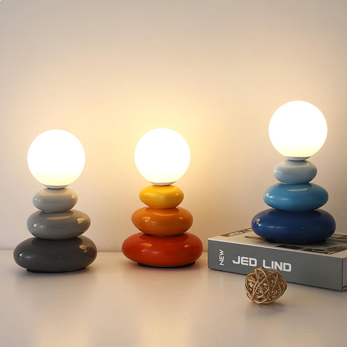 Triple Gourd Table Lamp | Glass & Ceramic | White, Grey, Blue, Red