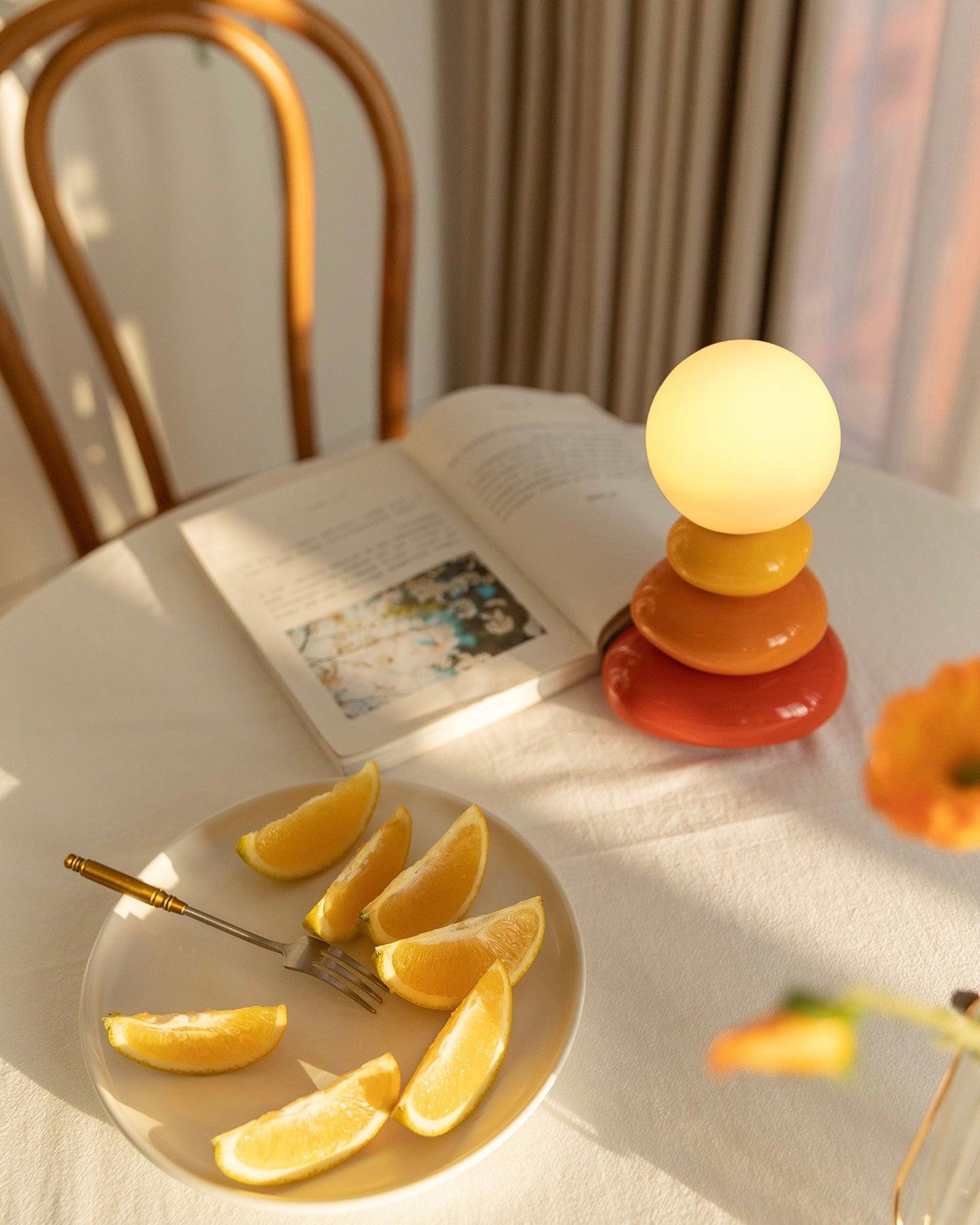 Triple Gourd Table Lamp | Glass & Ceramic | White, Grey, Blue, Red