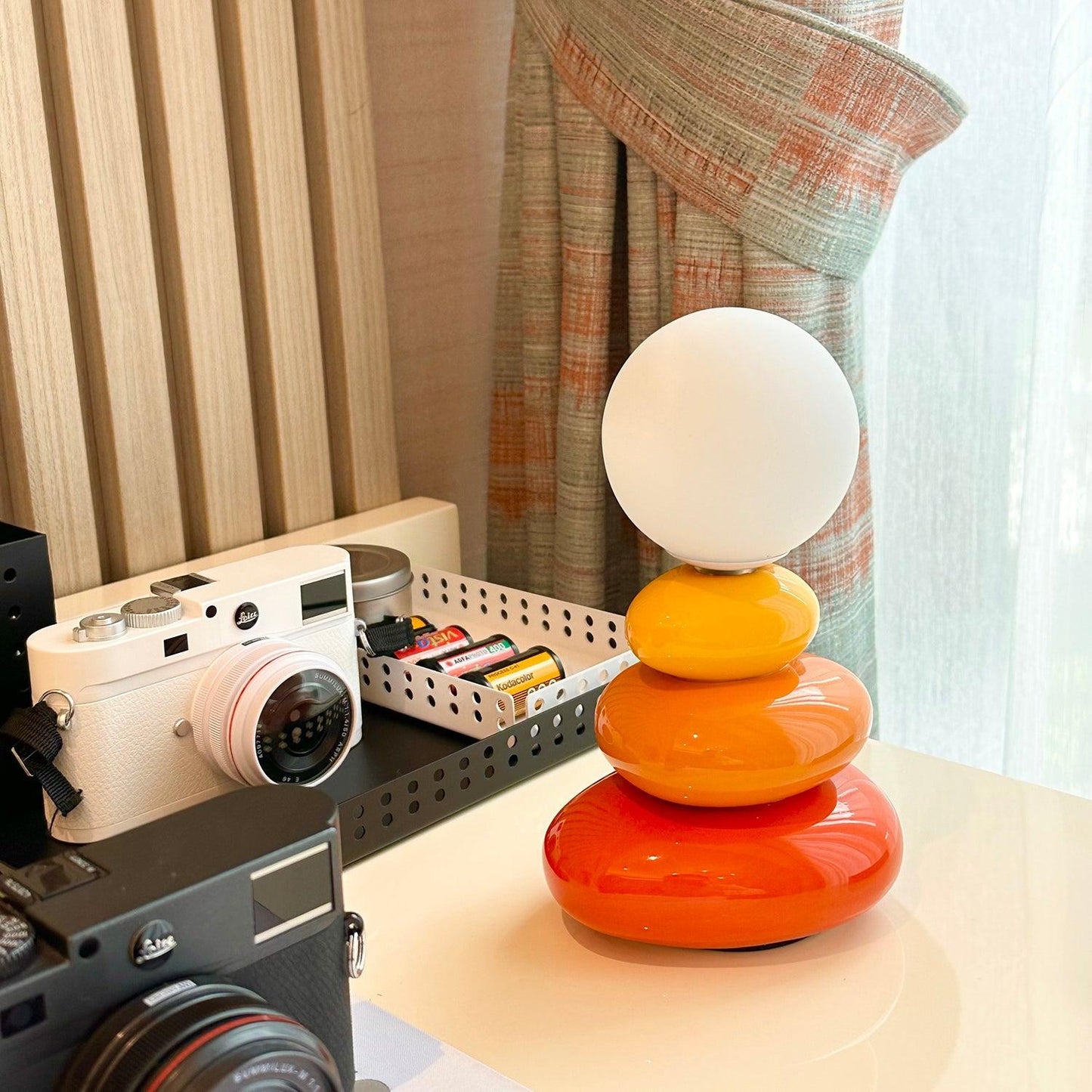 Triple Gourd Table Lamp | Glass & Ceramic | White, Grey, Blue, Red