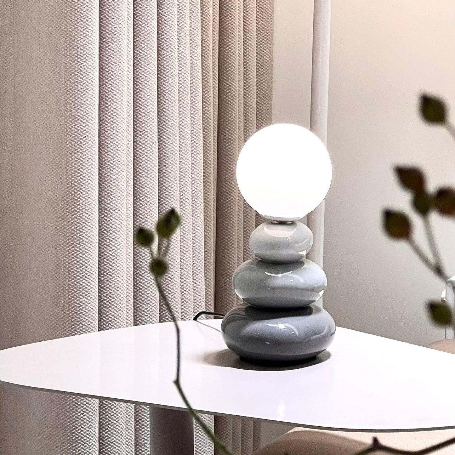 Triple Gourd Table Lamp | Glass & Ceramic | White, Grey, Blue, Red