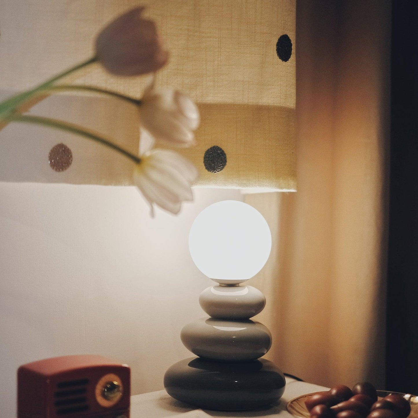 Triple Gourd Table Lamp | Glass & Ceramic | White, Grey, Blue, Red
