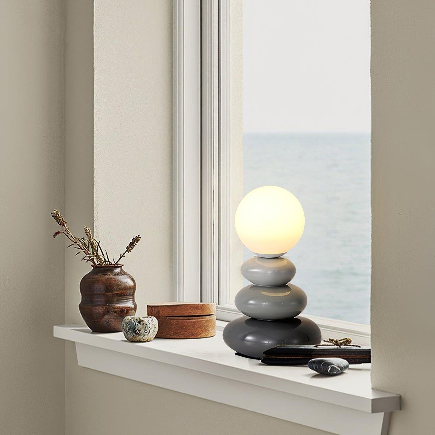 Triple Gourd Table Lamp | Glass & Ceramic | White, Grey, Blue, Red