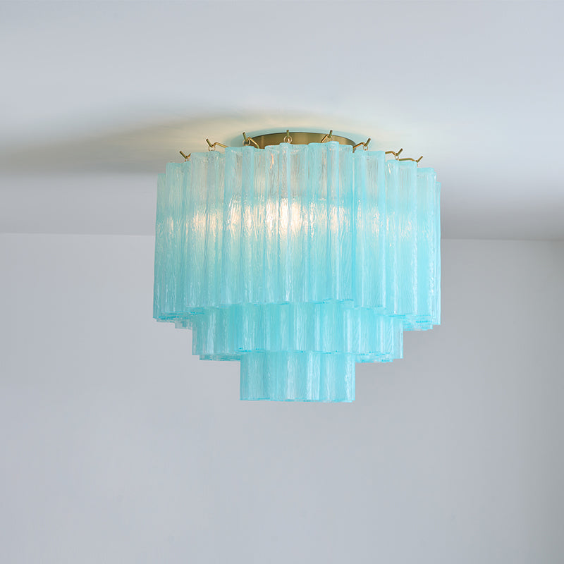 Tronchi Glass Tube Ceiling Lamp | Premium Metal & Glass | Gold & White/Blue