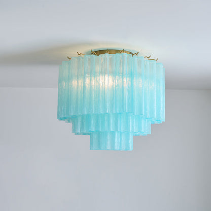 Tronchi Glass Tube Ceiling Lamp | Premium Metal & Glass | Gold & White/Blue