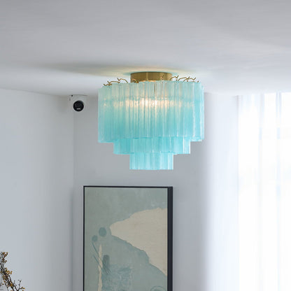 Tronchi Glass Tube Ceiling Lamp | Premium Metal & Glass | Gold & White/Blue